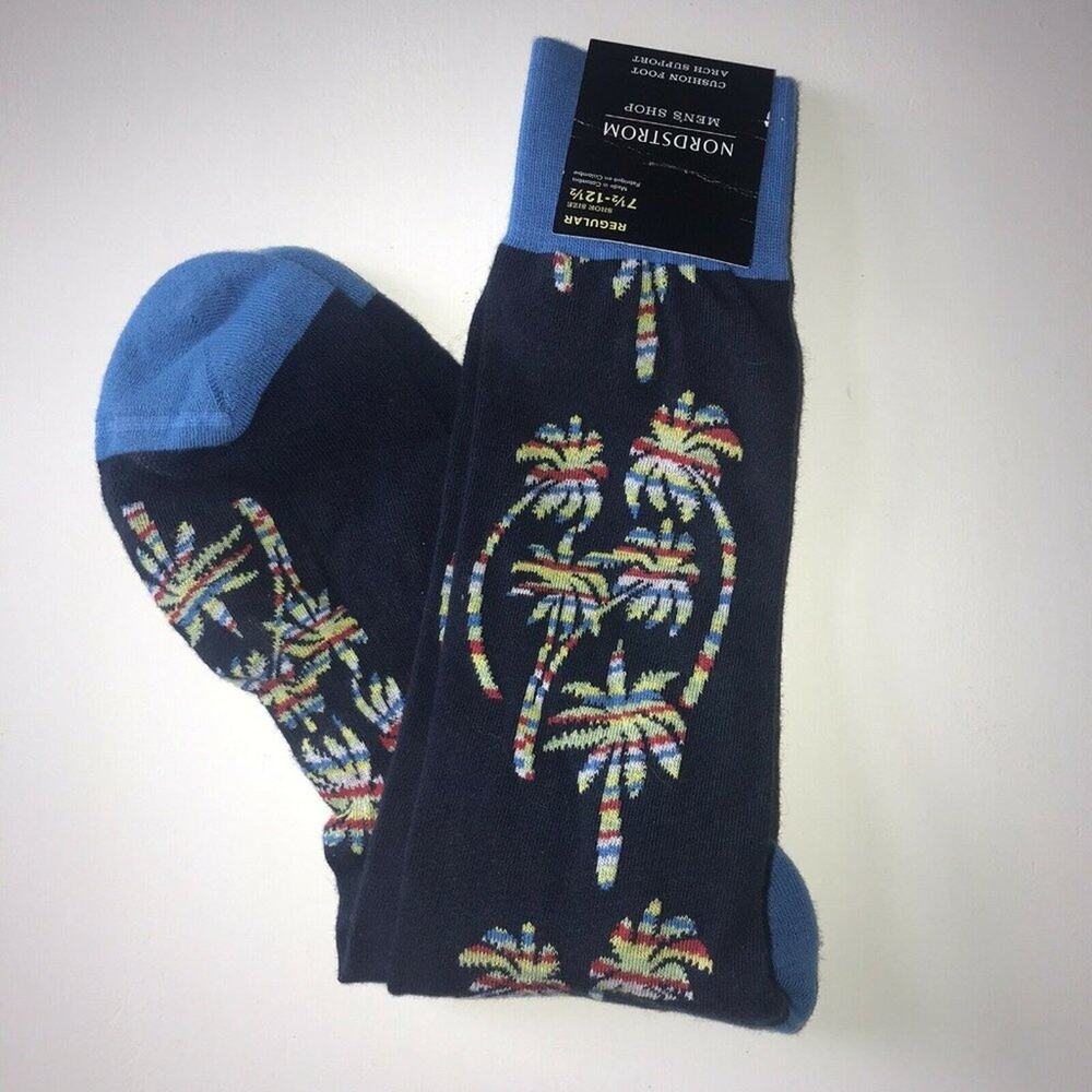 Nordstrom Mens Socks (7.5-12.5)  Cotton  Palm Tree Casual Coastal